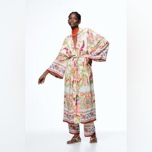 Zara Belted Printed Kimono New